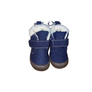 First Steps by Stepping Stones Denim Blue Baby Bootie Sherpa Lined Size 5 NWT